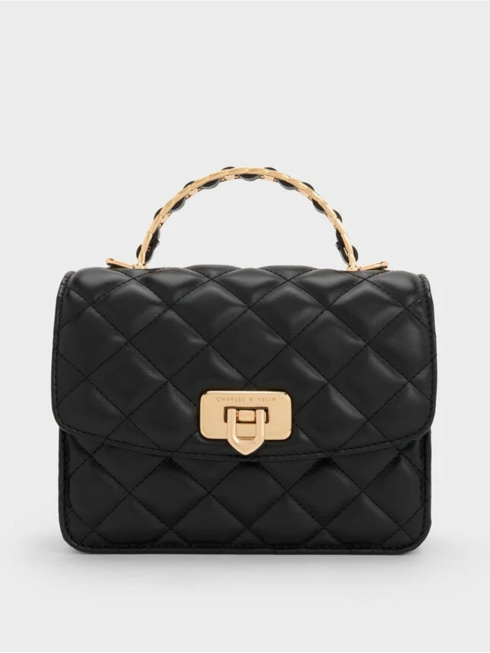 💕NWT Charles & Keith💕 Cressida Quilted Top Handle Bag - Black